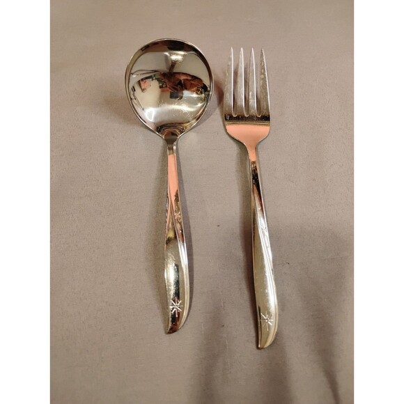 Vintage Gorham Stegor Star Spray Stainless Flatware 65 Pieces Atomic Starburst - Picture 5 of 9